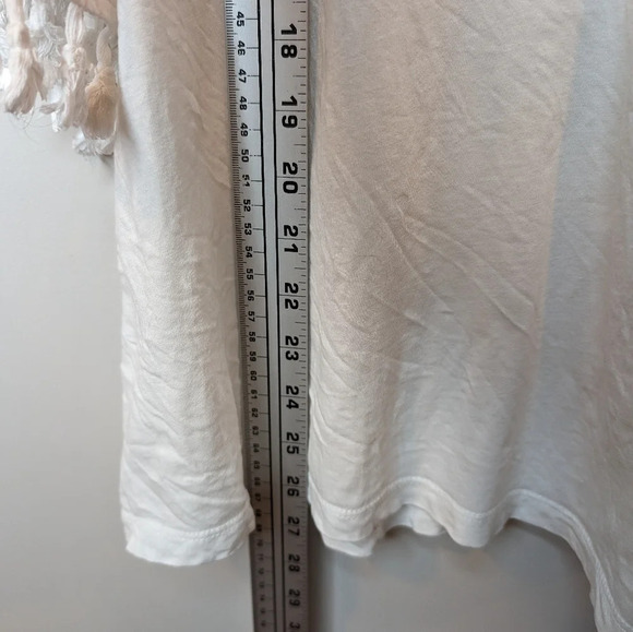 Lord & Taylor 100% Cotton White T Shirt Tasseled  Sleeves Women 2XL Plus Size - Picture 7 of 9